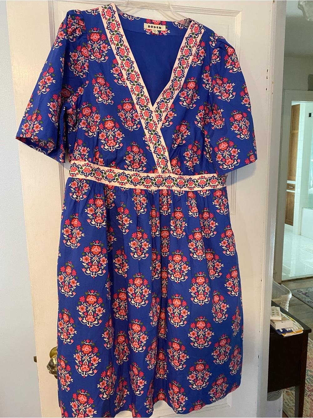 Boden Blue Floral V-Neck Midi Dress Size 20 22